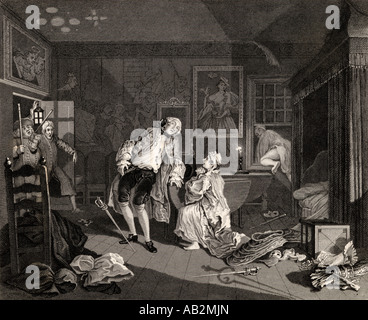 Marriage a la Mode. The Killing of the Earl.  from the original by Hogarth. Stock Photo