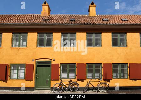 Terracotta-style finish on housing and buildings in the city of Copenhagen Denmark. Stock Photo