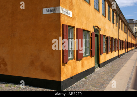 Terracotta-style finish on housing and buildings in the city of Copenhagen Denmark. Stock Photo