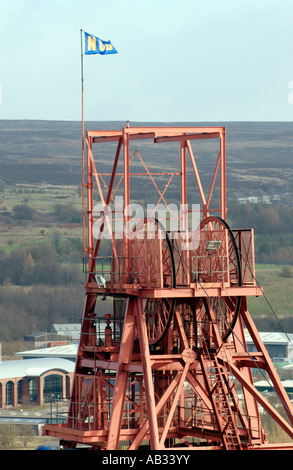 Pit head winding gear at the Big Pit National Coal Museum Blaenavon South Wales UK Stock Photo