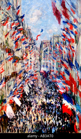 モネRue Montorgueil a Paris,.コロタイプ版上サイン モネRue Montorgueil a Paris,.コロタイプ版上サイン