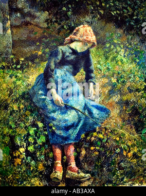 The Shepherdess. 1881  Camille Pissarro 1830 - 1903 France French Stock Photo