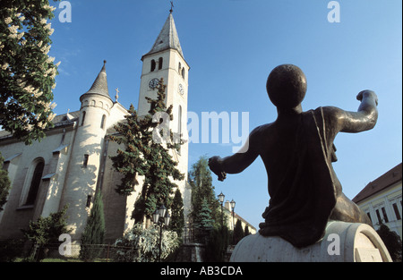 A statue celebrating wine in the eastern Hungary town of Tokaj, where a wine, called Tokay in English, is produced Stock Photo