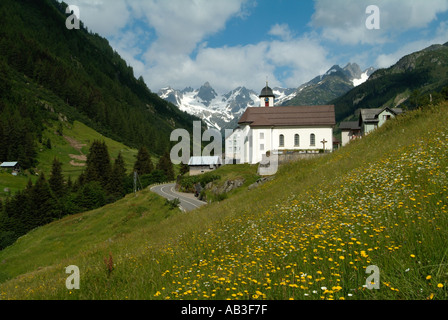 Alpine village of Meien Susten Pass Central Switzerland Stock Photo