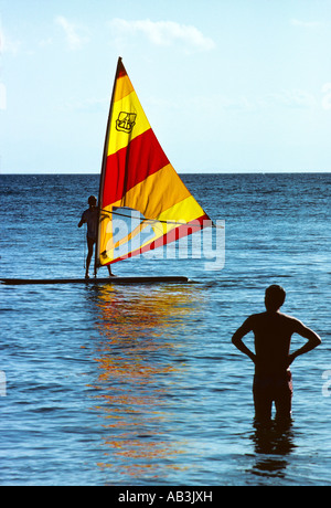 Windsurfing at Lindaman Island in the Whitsunday Islands Great Barrier Reef Queensland Australia Stock Photo