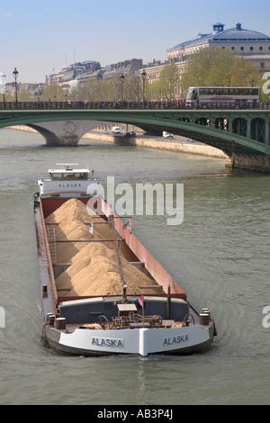 River freight on the Seine in Paris Stock Photo