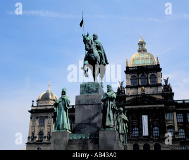 St Wenceslas Monument with the National Museum beyond, The New Town, Prague, Czech Republic. Stock Photo