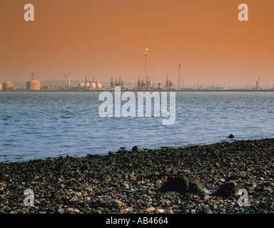 Panorama of a petrochemical refinery on Seal Sands, seen over the Tees estuary, Teesside, England, UK. Stock Photo