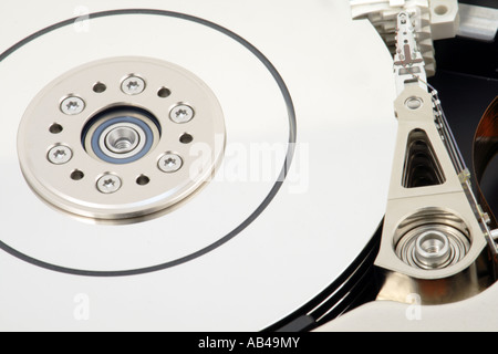 Internal details of computer Hard Disk Drive (HDD). Stock Photo