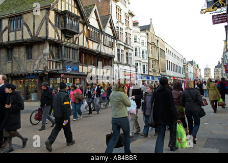 Crowds and shopping on Cornmarket Street City of Oxford England UK Stock Photo