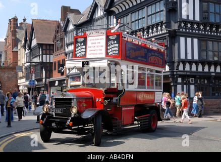 Chester. Authentic old style replica of a London general Omnibus Company B Type bus in the historic city Stock Photo