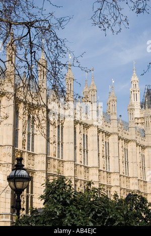 Side view of the Houses of Parliament (also called Palace of Westminster), London, England, Europe. Stock Photo