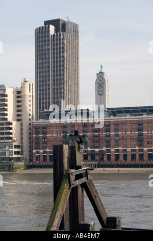 OXO Tower seen from across River Thames, London, England, Europe. Stock Photo
