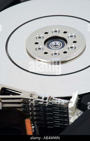 Internal details of computer Hard Disk Drive (HDD). Stock Photo