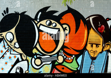 Graffiti on a brick wall, Barcelona, Spain Stock Photo