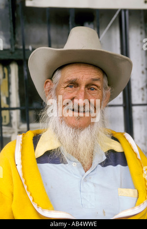 Portrait of an old Vermont farmer man who is dirty unshaven and unkept Stock Photo