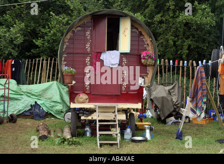 Gypsy caravan, Glastonbury Festival, Somerset, England, United Stock ...