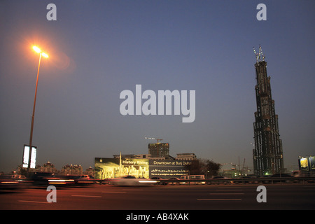 The Burj Dubai tower under construction, the worlds tallest skyscraper, Dubai Stock Photo