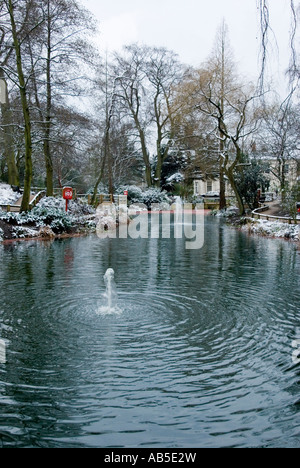 kings heath park in birmingham in the snow which was the home of the cartland familly whose daughter is dame Barbara cartland Stock Photo