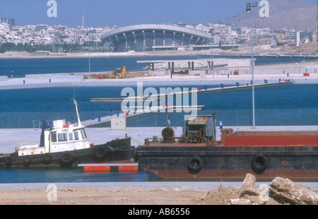The Peace and Friendship Stadium volleyball and marina at the Faliro Coastal Zone Olympic Complex, Athens, Greece.