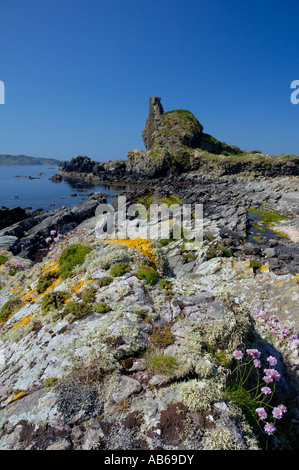dunyveg castle ruin lagavulin bay islay scotland Stock Photo