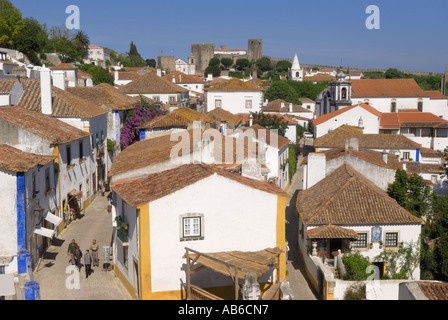 Portugal, The Costa da Prata district, Obidos town street scene Stock Photo