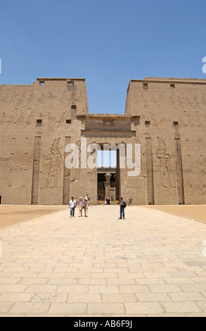 The Pylons and main entrance to the Temple of Edfu large wall carvings ...