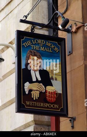 London Pub sign The Lord Moon of The Mall in Whitehall London England Stock Photo