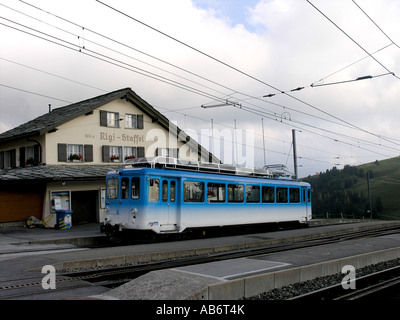 Train on mount Rigi Switzerland CH Schweiz Stock Photo