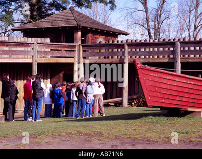 Schoolchildren visiting the Bastion at Fort Langley in the Fraser Valley of Southwestern British Columbia Canada Stock Photo