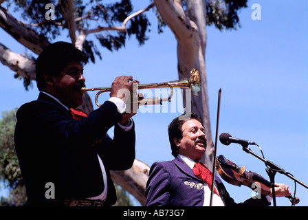 A Mariachi Band performing at Cinco de Mayo Festival in Old Town San Diego State Historic Park in San Diego in California USA Stock Photo