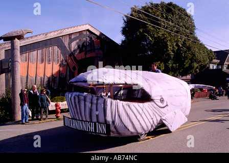 Grey Whale Float in the Parade at the Pacific Rim Whale Festival in Tofino on Vancouver Island British Columbia Canada Stock Photo