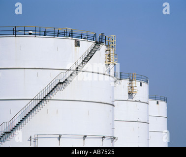 Storage tanks at a petrochemical works, Billingham, Teesside, Cleveland, England, UK. Stock Photo