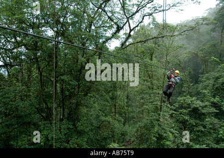 Tourist arriving to platform on a canopy cable ride, Monteverde, Santa  Elena, Costa Rica, Central America Stock Photo - Alamy