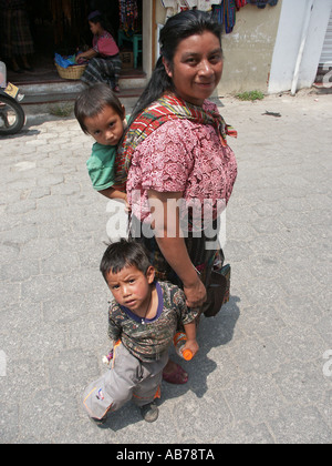 Indigenous family in traditional Mayan dress Stock Photo