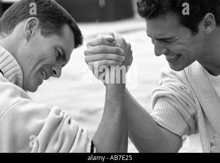 Men arm-wrestling Stock Photo