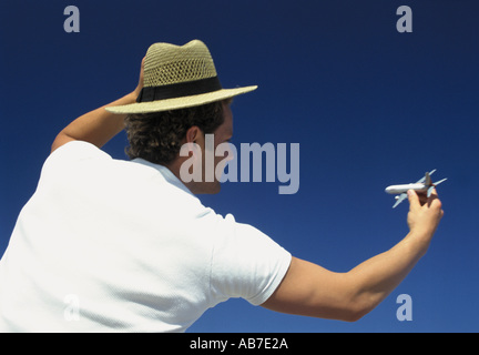 Flying an aeroplane Stock Photo