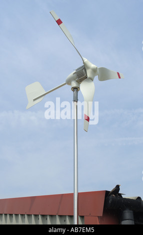 Micro Wind Turbine on roof of Powertech Ltd in Ferndown Dorset England Stock Photo