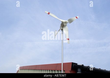 Micro Wind Turbine on roof of Powertech Ltd in Ferndown Dorset England small wind component supply company Stock Photo