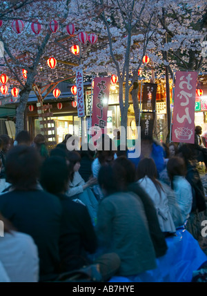 Hanami celebrations at Maruyama Koen , Kyoto , Japan Stock Photo