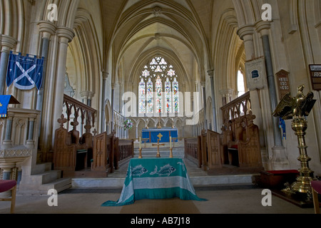 Inside St Andrews church Toddington built by George Street in 1869 and cost 44 000 Cotswolds UK Stock Photo