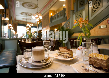 Coffee and cake at the Central Cafe in Budapest Hungary Stock Photo
