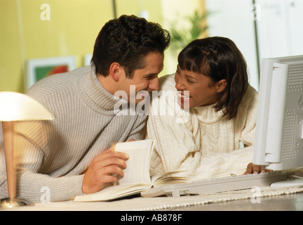 Couple working from home Stock Photo