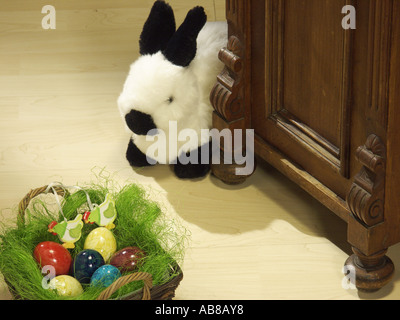 easter nest in living room Stock Photo