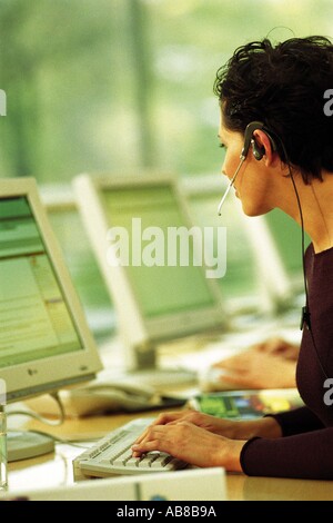 Woman in call centre Stock Photo