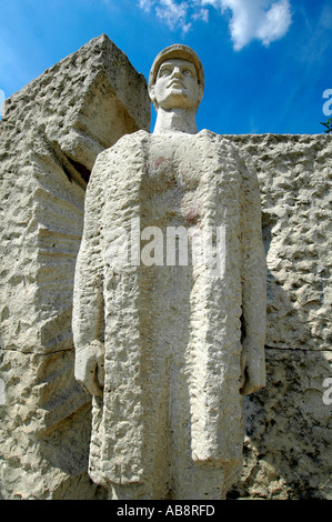 Soviet monument at Szoborpark Statue Park in Memento Park complex dedicated to monumental statues from Communist period in Hungary.. Budapest Stock Photo