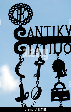 Medieval wrought iron shop sign in the Castle district Budapest Hungary Stock Photo