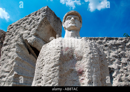 Soviet monument at Szoborpark Statue Park in Memento Park complex dedicated to monumental statues from Communist period in Hungary.. Budapest Stock Photo