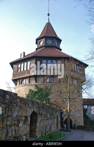 the old city wall of Esslingen with the Big Tower, Baden-Wuerttemberg, Germany Stock Photo