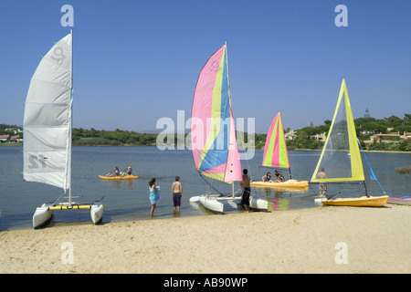 Portugal, the Algarve, watersports on the lake at Quinta do Lago Stock Photo